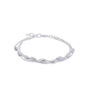 Silver Plated 3 Strand Ball Beaded Bracelet - Silver Sterling Multi-Row Bead